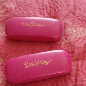 Lilly Pulitzer Pink Eyeglass Case with Gold Logo